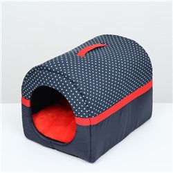 Дом-трансформер «Норка», Оксфорд бязь иск. мех, 45×35×35 см, синий со звездами