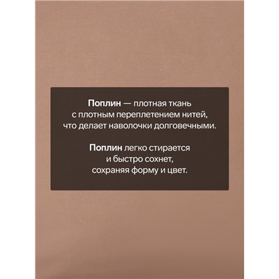 Комплект наволочек «Этель», 50×70 см, 2 шт., коричневый, поплин, хлопок 100%