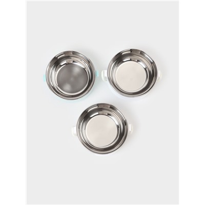 Ланч бокс TAKE IT EASY «Милави», 1.5 л, 3 уровня, сохраняет тепло 2 ч, нержавеющая сталь, белый, голубой