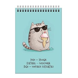 Блокнот на спирали А6 60л клетка "Мурчаши.2" БСК660453 Listoff