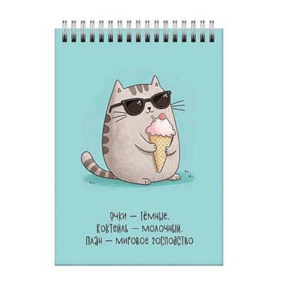 Блокнот на спирали А6 60л клетка "Мурчаши.2" БСК660453 Listoff