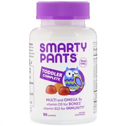 SmartyPants, комплекс мультивитаминов и омега 3 для малышей, 90 жевательных конфет