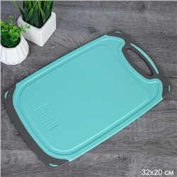 Доска разделочная 32x20х0.5 см пластик,силикон / DB32 /уп 50/ бирюза