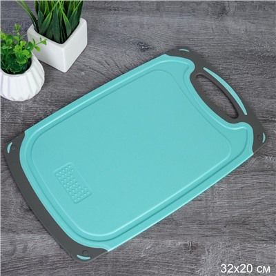 Доска разделочная 32x20х0.5 см пластик,силикон / DB32 /уп 50/ бирюза