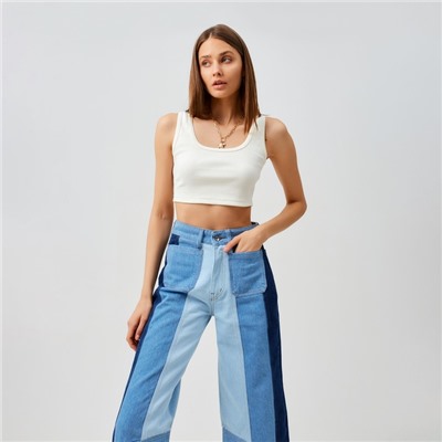 Джинсы женские палаццо MINAKU: Jeans Collection, размер 48, синие