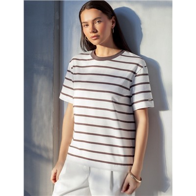 Свободная футболка в полоску из премиального хлопка с эластаном