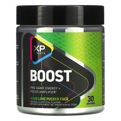 XP Sports, Boost, Pre-Game Energy + Focus Amplifier, Sour Lime Pucker Face, 8.04 oz (228 g)