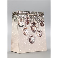 Пакет подарочный новогодний ламинированный, «Новогодние игрушки», 18×10×22.3 см