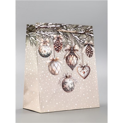 Пакет подарочный новогодний ламинированный, «Новогодние игрушки», 18×10×22.3 см