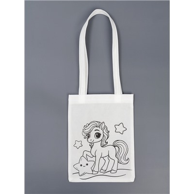 Сумка-Шопер детская под роспись лошадка «Новогодняя звездочка»
