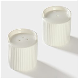 Набор для специй BellaTenero «Эстет. Грани», солонка, перечница 100 мл, на бамбуковой подставке, фарфор, белый