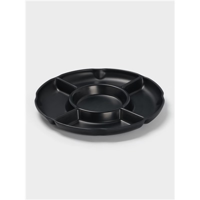 Менажница «Чёрный Восток», 5 секций, пластик, 25×2.5 см, диаметр центра 11 см, чёрная