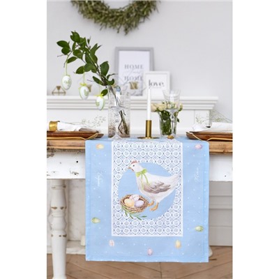 Дорожка на стол Этель «Пасхальные радости» 40×146 см, 100% хлопок, саржа 190 г/м², голубая