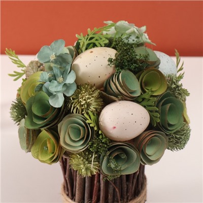 Интерьерный декор «Пасхальный зелёный букет», 20×20×22 см