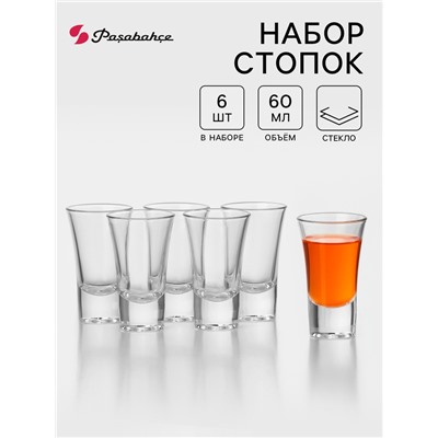 Стопки Paşabahçe «Бостон Шотс», 60 мл, стекло, прозрачные, набор 6 шт.