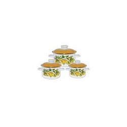 Набор кастрюль 6пр.(2л.,3л.,5.5л.)  эмаль, ГРУШЕВЫЙ САД 6KB191M