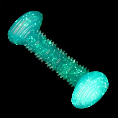 Жевательная игрушка для собак «Палка», светящаяся, массажная, 14.2×5.2 см, голубая