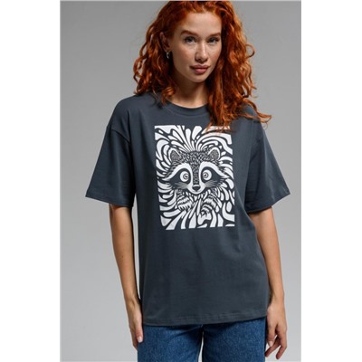 8506/1 Футболка женская оверсайз (Графит_енот)