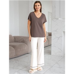 Свободная футболка с V-вырезом и цельнокроеным рукавом из 100% хлопка