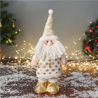 Игрушка мягкая «Дед Мороз цветочек» 59×21 см/40×21 см, золотисто-белый