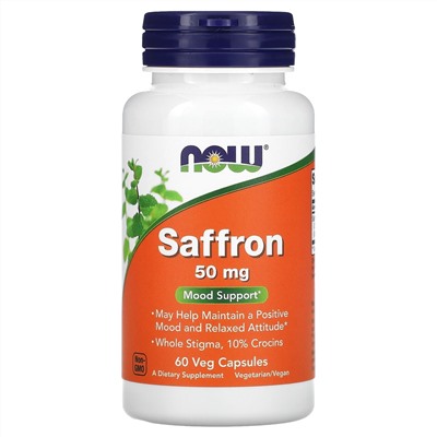 Now Foods, Saffron, Mood Support, 50 mg, 60 Veg Capsules