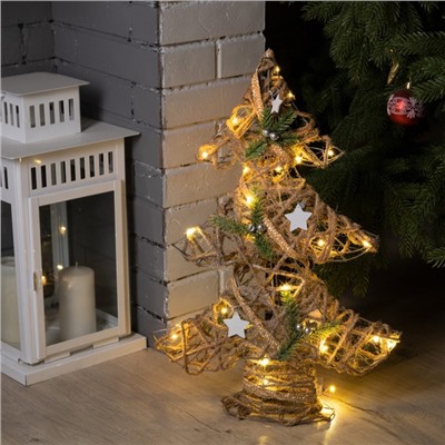 Светодиодная фигура «Ёлка» 38×55×13 см, металл, текстиль, батарейки ААх2 (не в комплекте), свечение тёплое белое