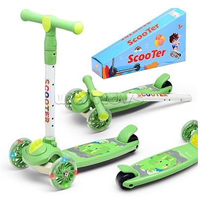 Самокат 3-х кол., зеленый, PU, в коробке