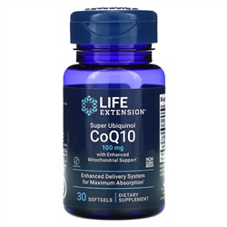 Life Extension, суперубихинол коэнзим Q10 с улучшенной поддержкой митохондрий, 100 мг, 30 мягких таблеток