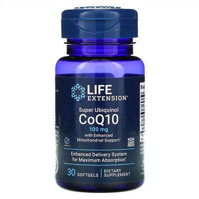 Life Extension, суперубихинол коэнзим Q10 с улучшенной поддержкой митохондрий, 100 мг, 30 мягких таблеток