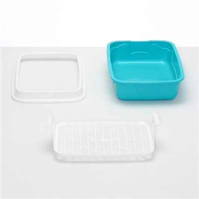 Туалет с бортом и сеткой, 45×34×15 см, белый, бирюзовый