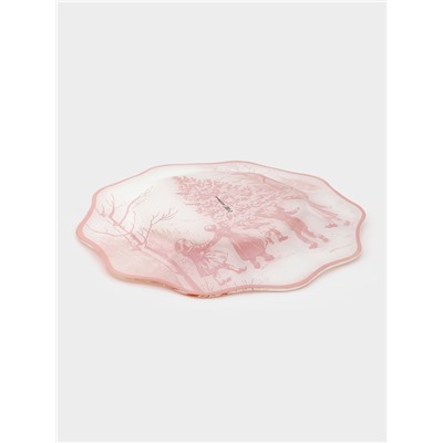 Тарелка новогодняя Доляна «Новогодние забавы», d=25 см, h=2 см, стекло, белая, красная