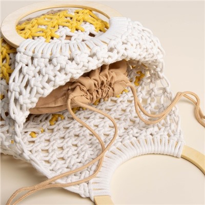 Сумка женская SL Home, ручное плетение, хлопок, кольцо 14.5 см, 30×45 см