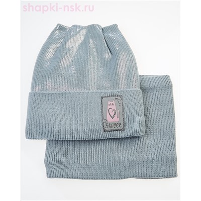 01-43-E Комплект для девочки флис (шапка+снуд) (48-52)