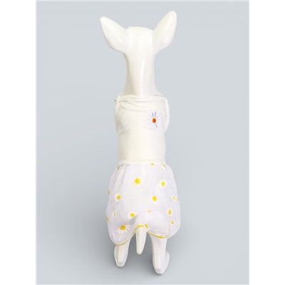 Сарафан для животных «Ромашка», размер L, ДС 35, ОГ 45 см, белый