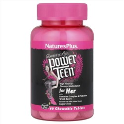 NaturesPlus, NaturesPlus, Source of Life®️, Power Teen®️, добавка для девочек-подростков, без сахара, со вкусом лесных ягод, 60 жевательных таблеток