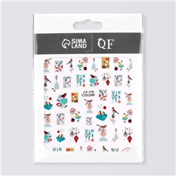 Наклейки для ногтей «Зимние птички», разноцветные