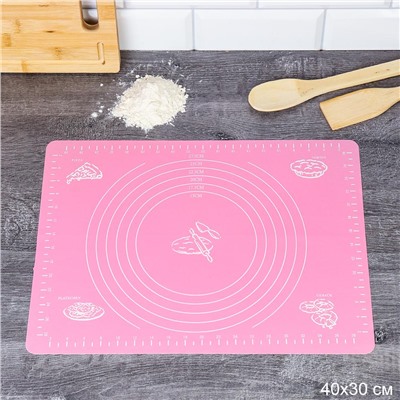 Силиконовый коврик 40х30 см / TR-17-C /уп 200/ розовый 0,092