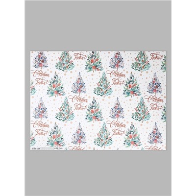 Бумага упаковочная новогодняя крафт белый «С Новым годом!», 50×70 см