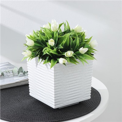 Кашпо со вставкой «Стиль», 1,5 л, цвет мрамор