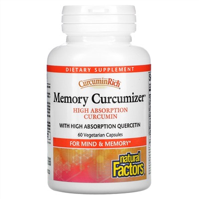Natural Factors, CurcuminRich, Memory Curcumizer, 60 растительных капсул