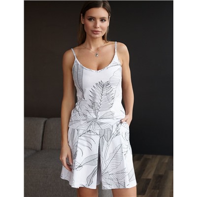 Юбка-шорты в складку с карманами из 100% хлопка с принтом