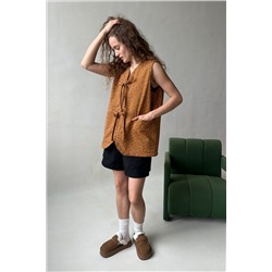 Жилет стеганый  HOME109/01/Коричневый, белый