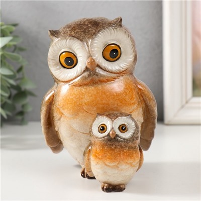 Фигурка полистоун «Совушка с совёнком», лак, 12.5×9.5×12.8 см