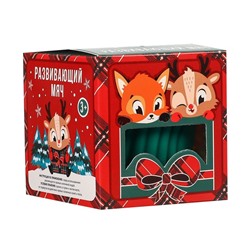 Развивающий тактильный мячик «Веселые друзья, красная клетка», Крошка Я, 1 шт., МИКС