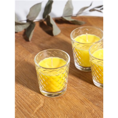 Ароматическая свеча в стакане, набор 3 шт., по 50 мл, 10 ч, 32 г, сочный манго