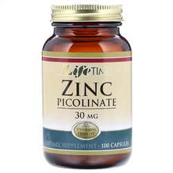 LifeTime Vitamins, пиколинат цинка, 30 мг, 100 капсул