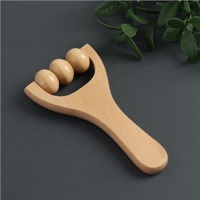 Массажёр «Барабан», деревянный, 15×8×3 см, 3 шарика