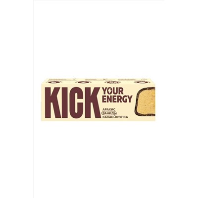 Батончик "KICK energy" арахисовый ванильный с какао-крупкой 45г ЭКОПРОДУКТЫ, 1188774