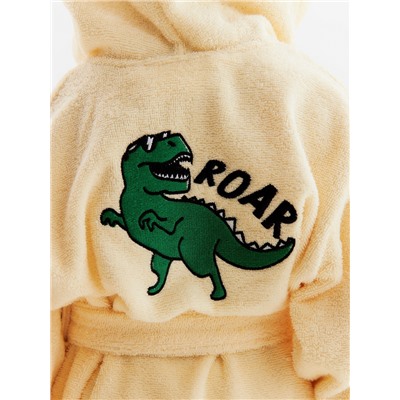 Халат махровый детский «Этель. Динозавр», размер 32, бежевый