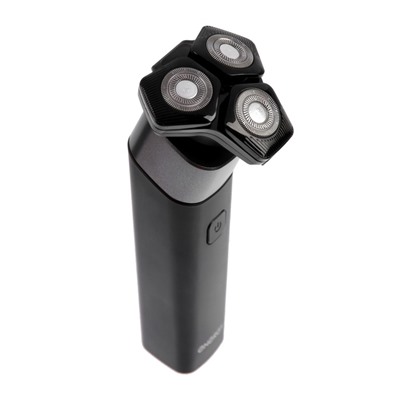 Электробритва Energy EN-729, роторная, 5 Вт, 3 головки, влажное бритьё, от АКБ, чёрная